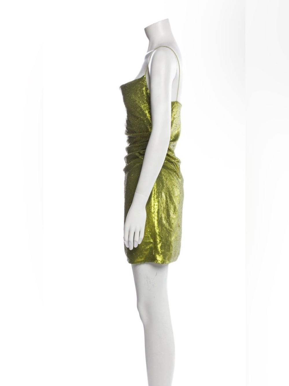 Gauge81 Almora Sequin Mini Dress Lime Green Sz 36 S Ruched Designer Party - Picture 3 of 13